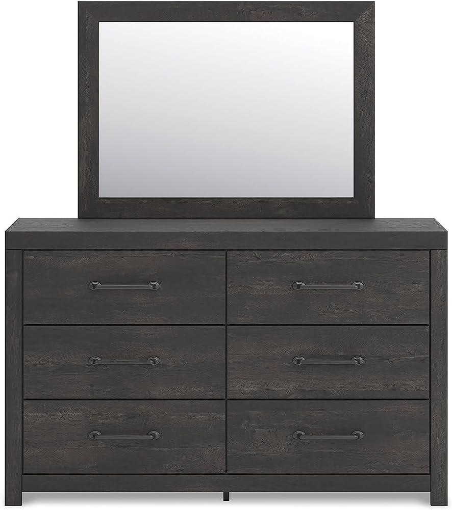imageSignature Design by Ashley Delmorta Rustic Panel Bed Foundation or Box Spring Needed Full GrayDresser and Mirror