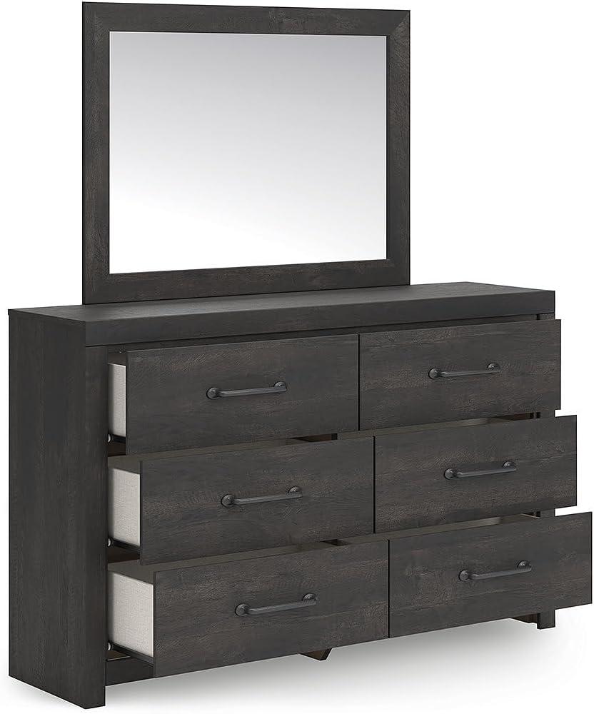 imageSignature Design by Ashley Delmorta Rustic Panel Bed Foundation or Box Spring Needed Full GrayDresser and Mirror
