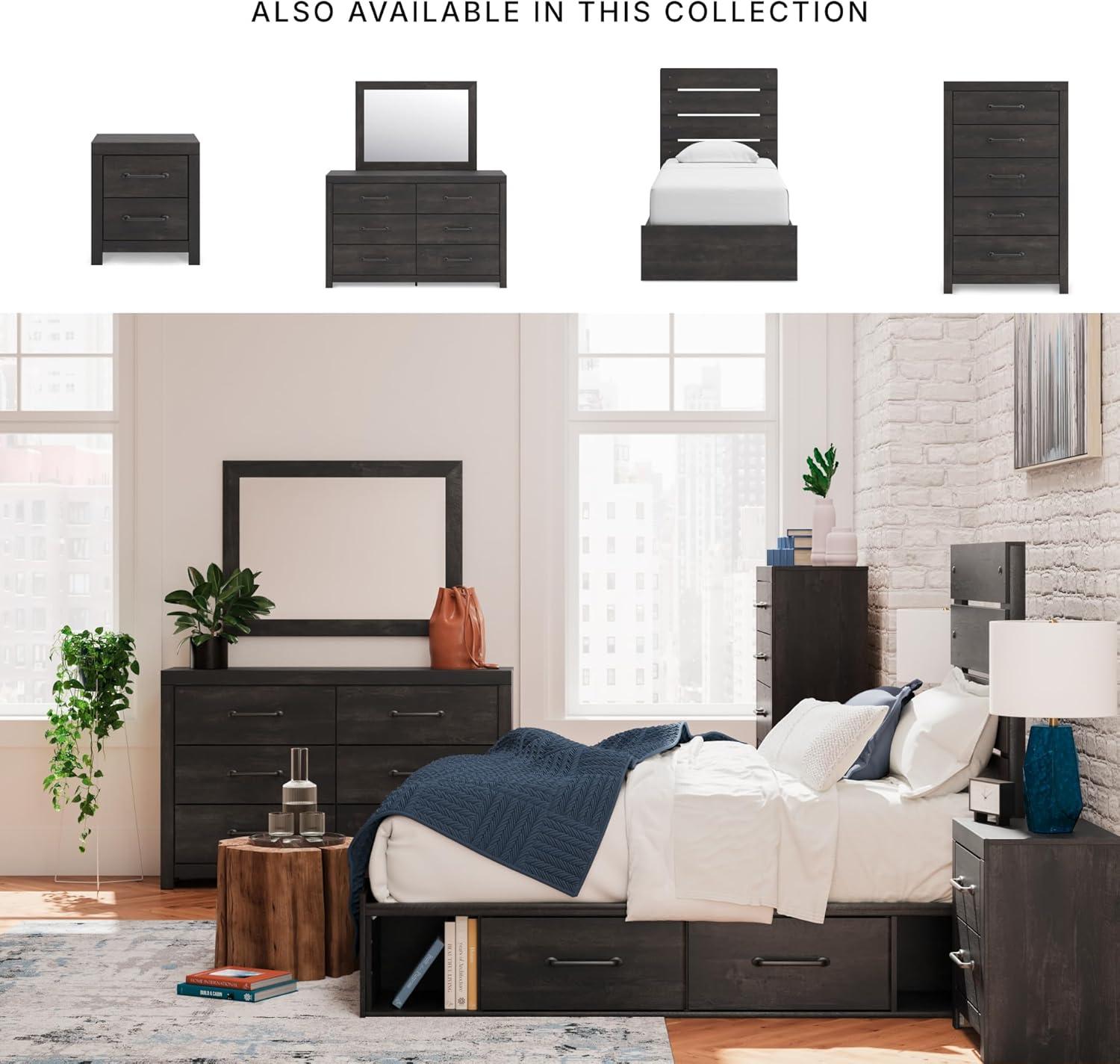 imageSignature Design by Ashley Delmorta Rustic Panel Bed Foundation or Box Spring Needed Full GrayPanel Bed with Storage