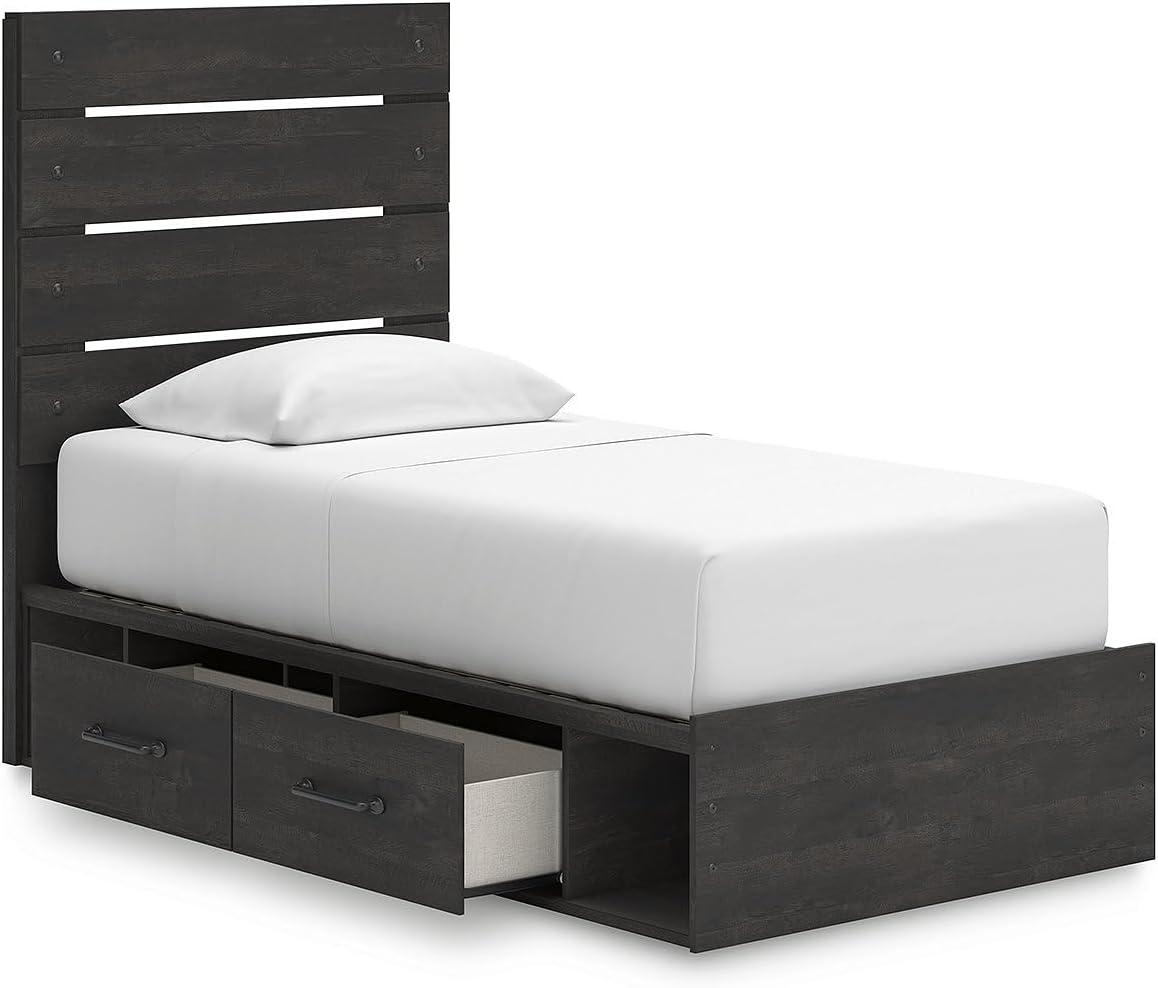 imageSignature Design by Ashley Delmorta Rustic Panel Bed Foundation or Box Spring Needed Full GrayPanel Bed with Storage