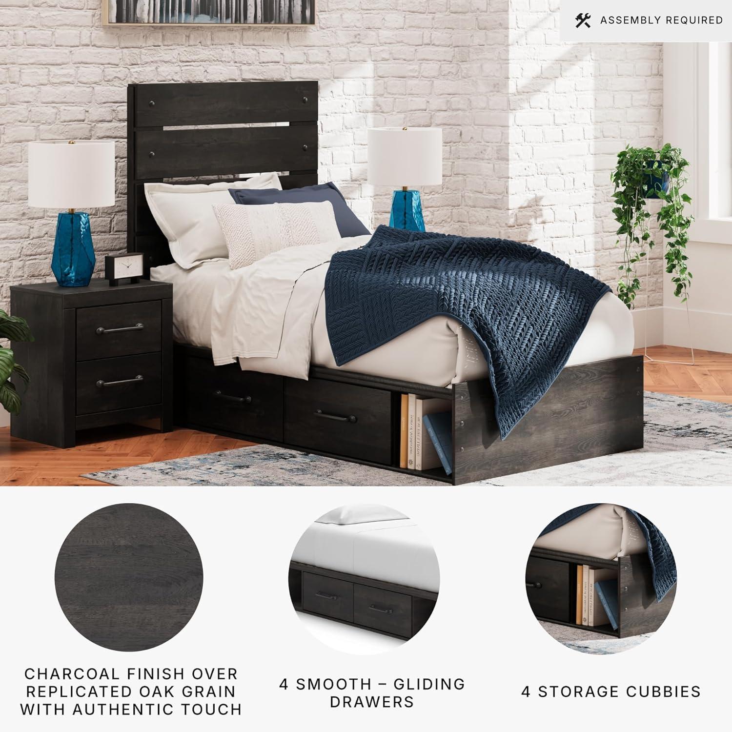 imageSignature Design by Ashley Delmorta Rustic Panel Bed Foundation or Box Spring Needed Full GrayPanel Bed with Storage