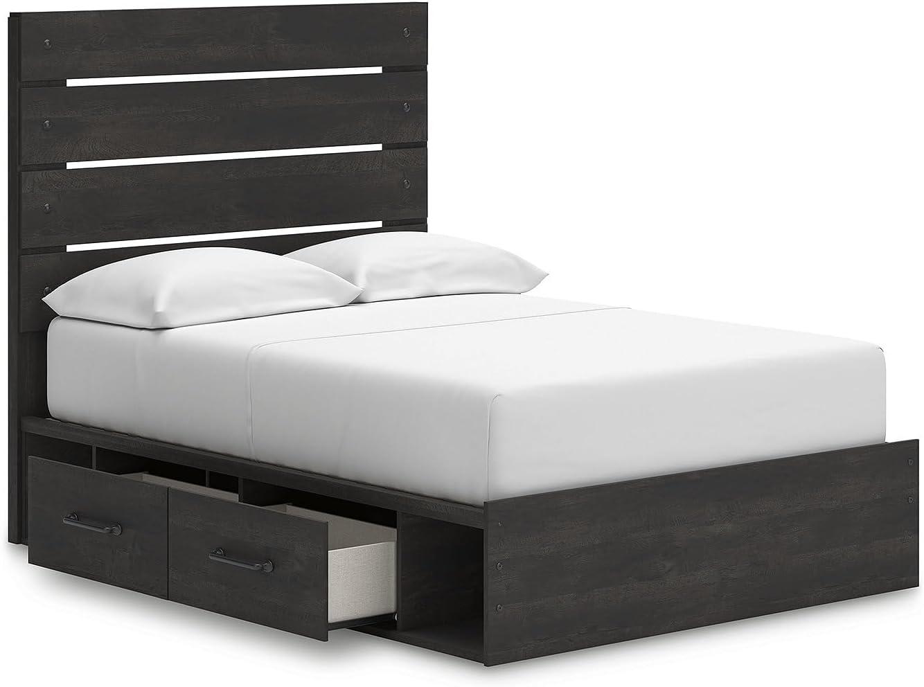 imageSignature Design by Ashley Delmorta Rustic Panel Bed Foundation or Box Spring Needed Full GrayPanel Bed with Storage