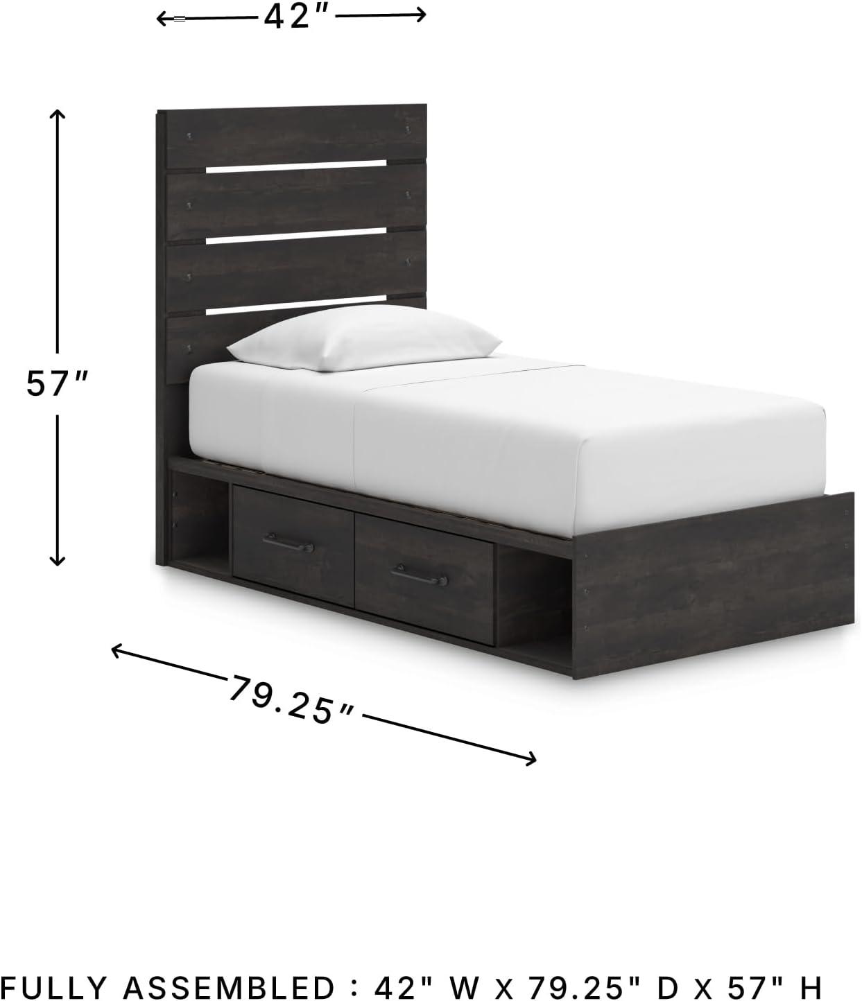 imageSignature Design by Ashley Delmorta Rustic Panel Bed Foundation or Box Spring Needed Full GrayPanel Bed with Storage