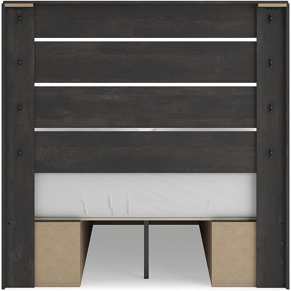 imageSignature Design by Ashley Delmorta Rustic Panel Bed Foundation or Box Spring Needed Full GrayPanel Bed with Storage