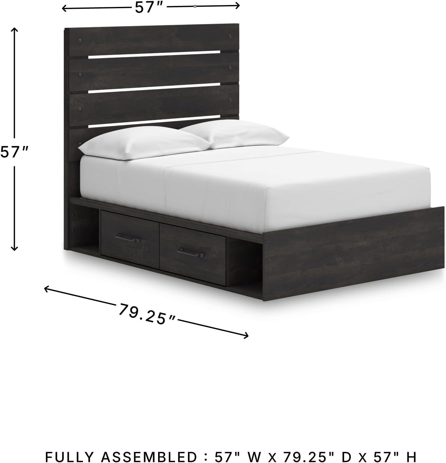 imageSignature Design by Ashley Delmorta Rustic Panel Bed Foundation or Box Spring Needed Full GrayPanel Bed with Storage