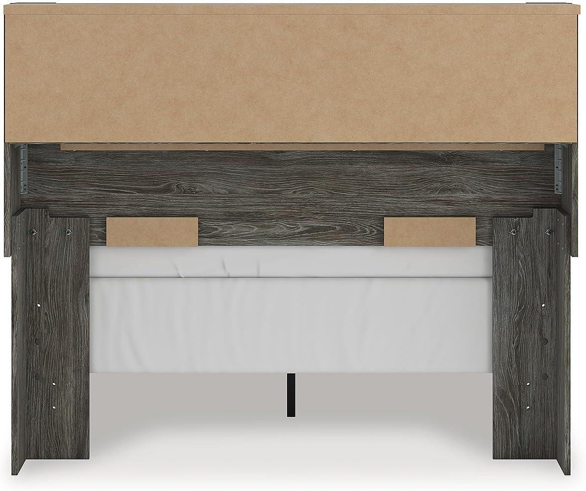 imageSignature Design by Ashley Frandern Industrial Panel Bed with Nailhead Accents Foundation or Box Spring Needed Twin GrayFull Bookcase Panel Bed