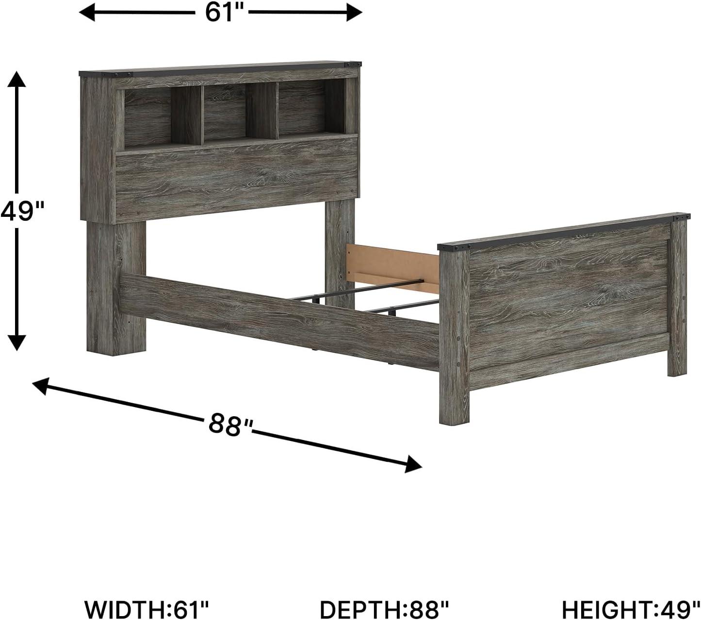 imageSignature Design by Ashley Frandern Industrial Panel Bed with Nailhead Accents Foundation or Box Spring Needed Twin GrayFull Bookcase Panel Bed