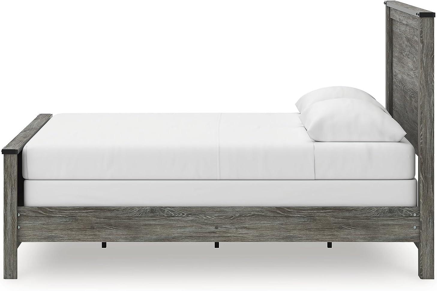 imageSignature Design by Ashley Frandern Industrial Panel Bed with Nailhead Accents Foundation or Box Spring Needed Twin GrayQueen Panel Bed