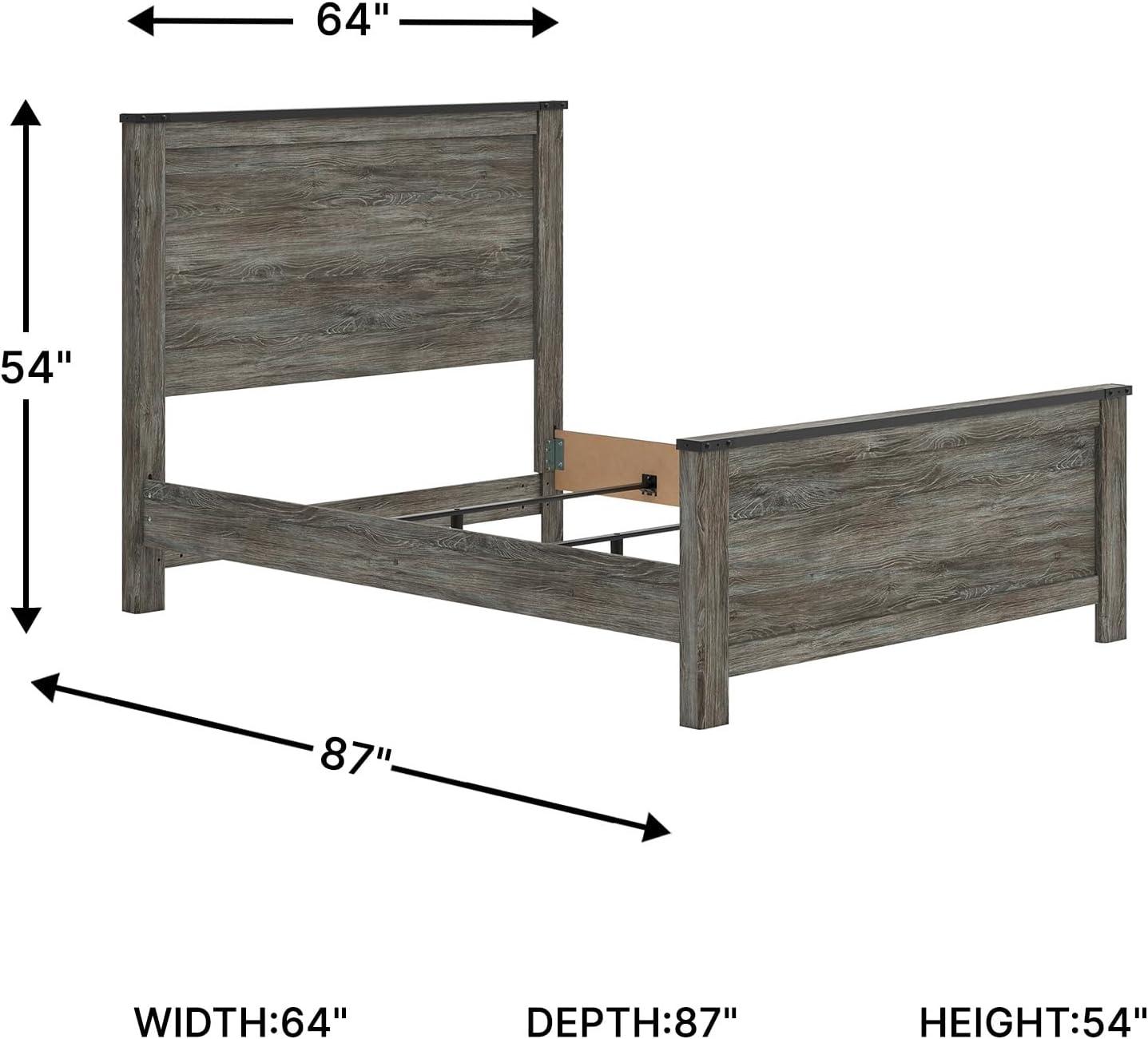 imageSignature Design by Ashley Frandern Industrial Panel Bed with Nailhead Accents Foundation or Box Spring Needed Twin GrayQueen Panel Bed