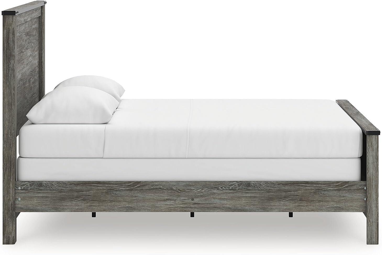 imageSignature Design by Ashley Frandern Industrial Panel Bed with Nailhead Accents Foundation or Box Spring Needed Twin GrayQueen Panel Bed