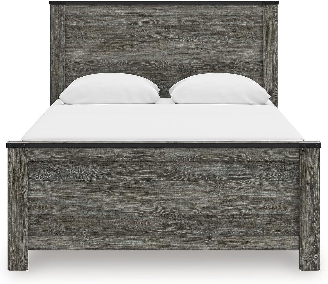 imageSignature Design by Ashley Frandern Industrial Panel Bed with Nailhead Accents Foundation or Box Spring Needed Twin GrayQueen Panel Bed