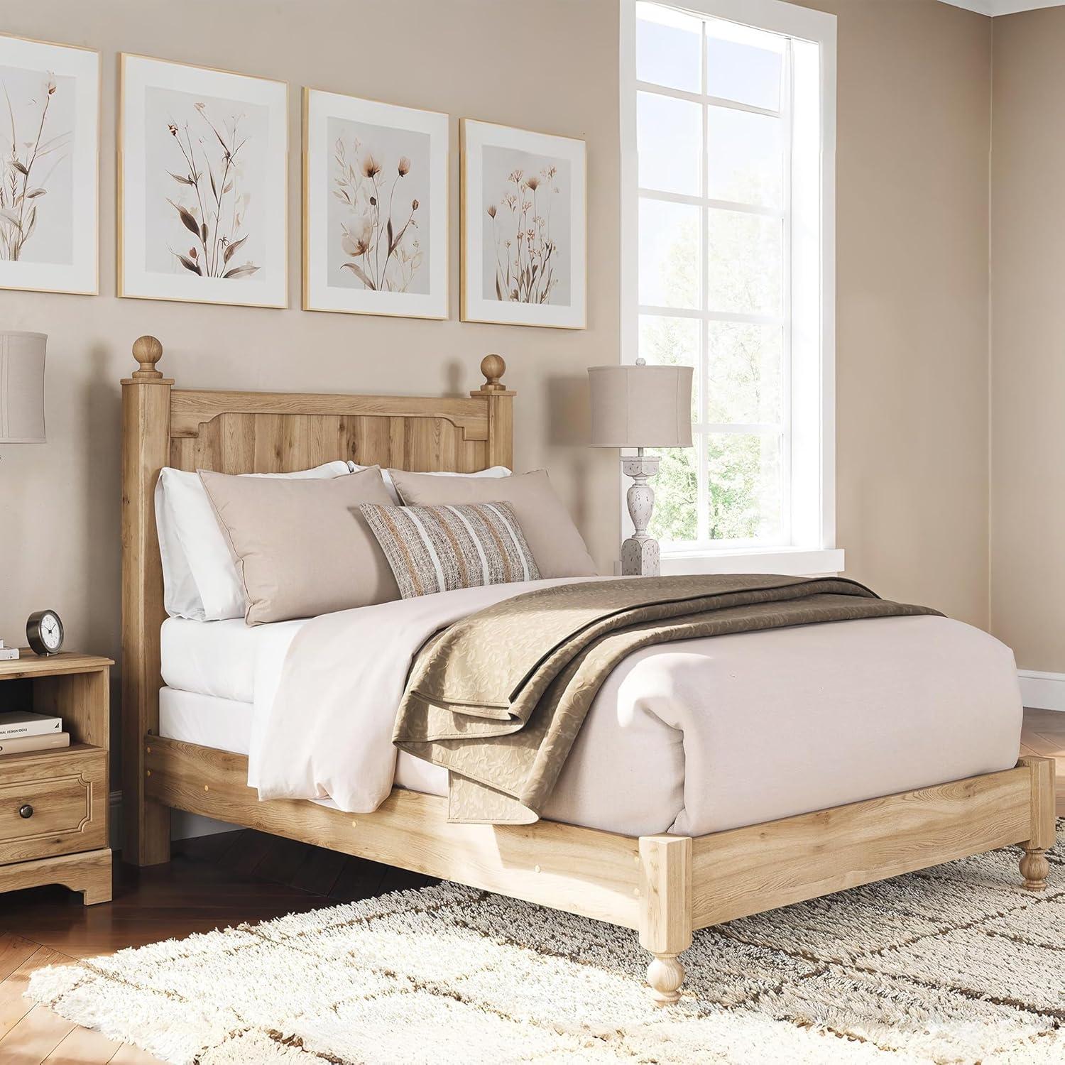 imageSignature Design by Ashley Galletyn Country Rustic Panel Bed Foundation or Box Spring Needed Twin Light BrownFull Panel Bed