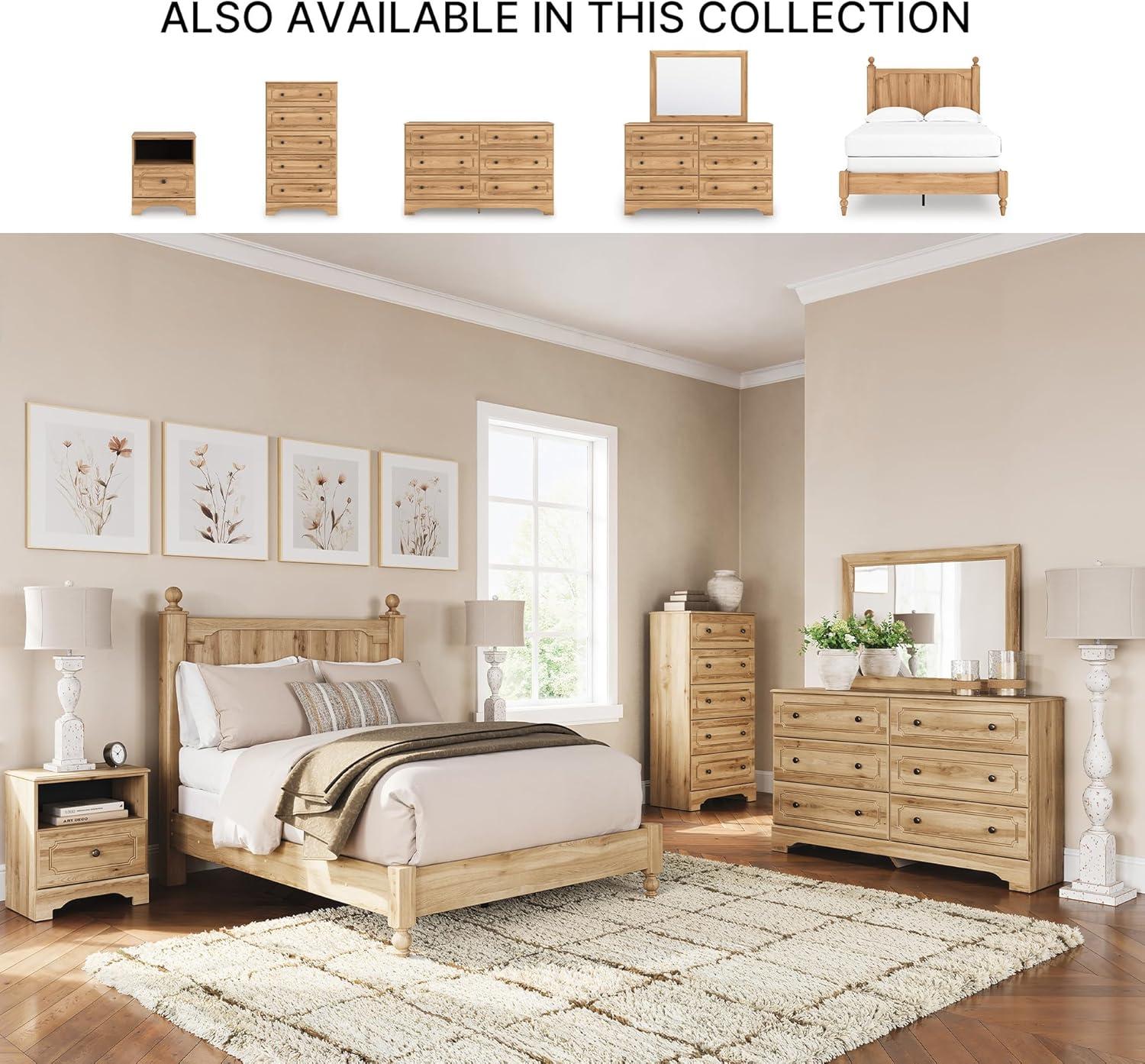 imageSignature Design by Ashley Galletyn Country Rustic Panel Bed Foundation or Box Spring Needed Twin Light BrownFull Panel Bed