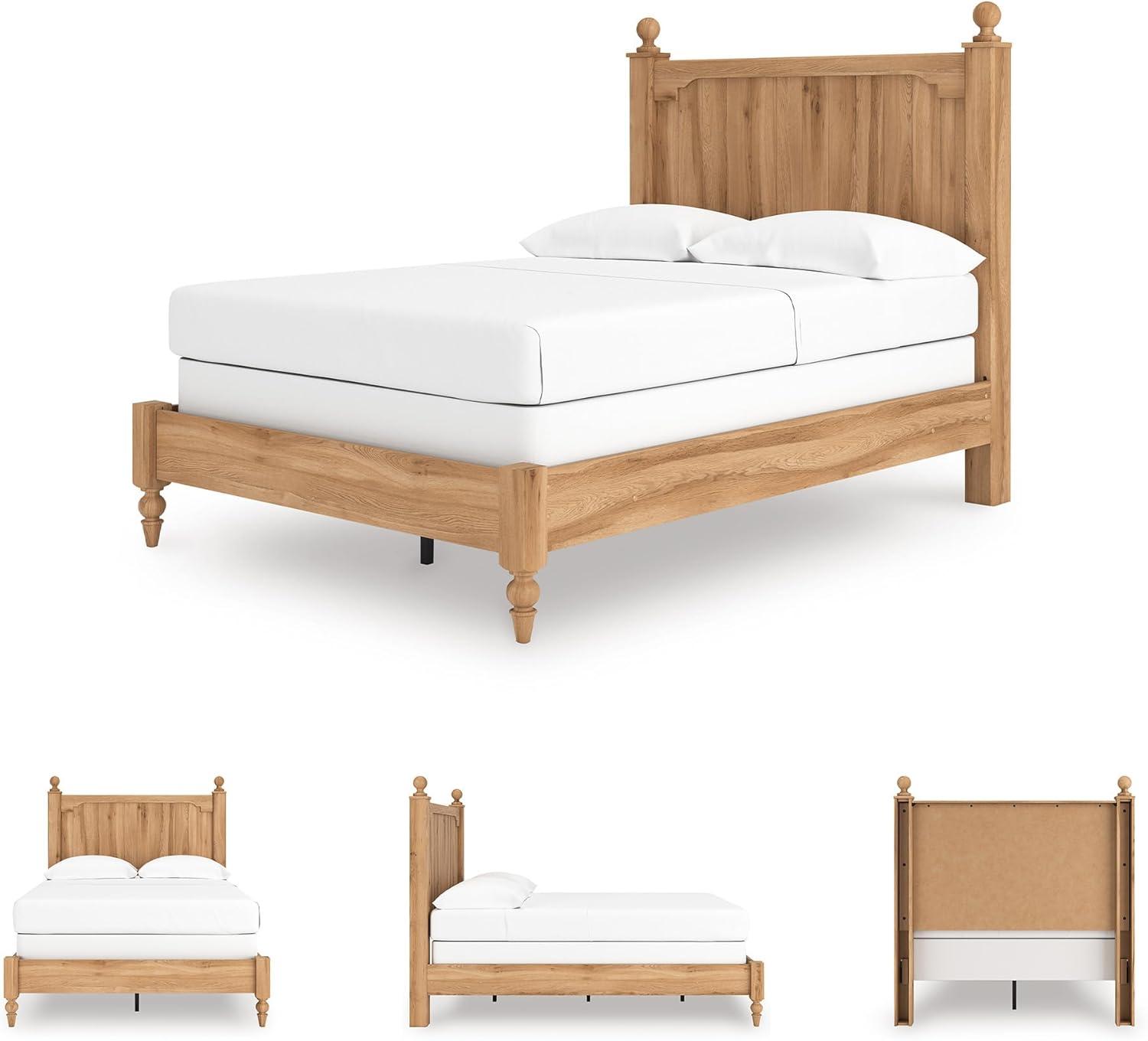imageSignature Design by Ashley Galletyn Country Rustic Panel Bed Foundation or Box Spring Needed Twin Light BrownFull Panel Bed