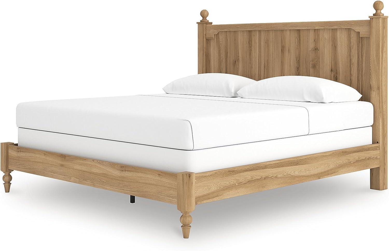 imageSignature Design by Ashley Galletyn Country Rustic Panel Bed Foundation or Box Spring Needed Twin Light BrownKing Panel Bed