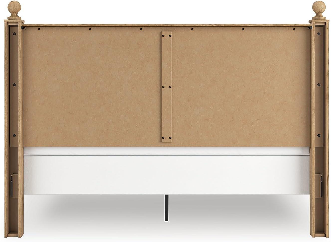 imageSignature Design by Ashley Galletyn Country Rustic Panel Bed Foundation or Box Spring Needed Twin Light BrownKing Panel Bed