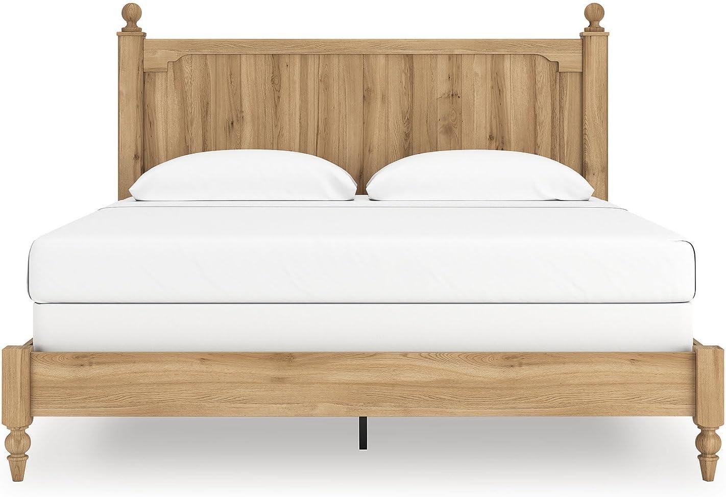 imageSignature Design by Ashley Galletyn Country Rustic Panel Bed Foundation or Box Spring Needed Twin Light BrownKing Panel Bed