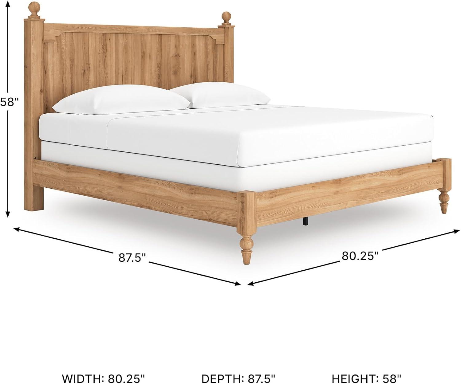 imageSignature Design by Ashley Galletyn Country Rustic Panel Bed Foundation or Box Spring Needed Twin Light BrownKing Panel Bed