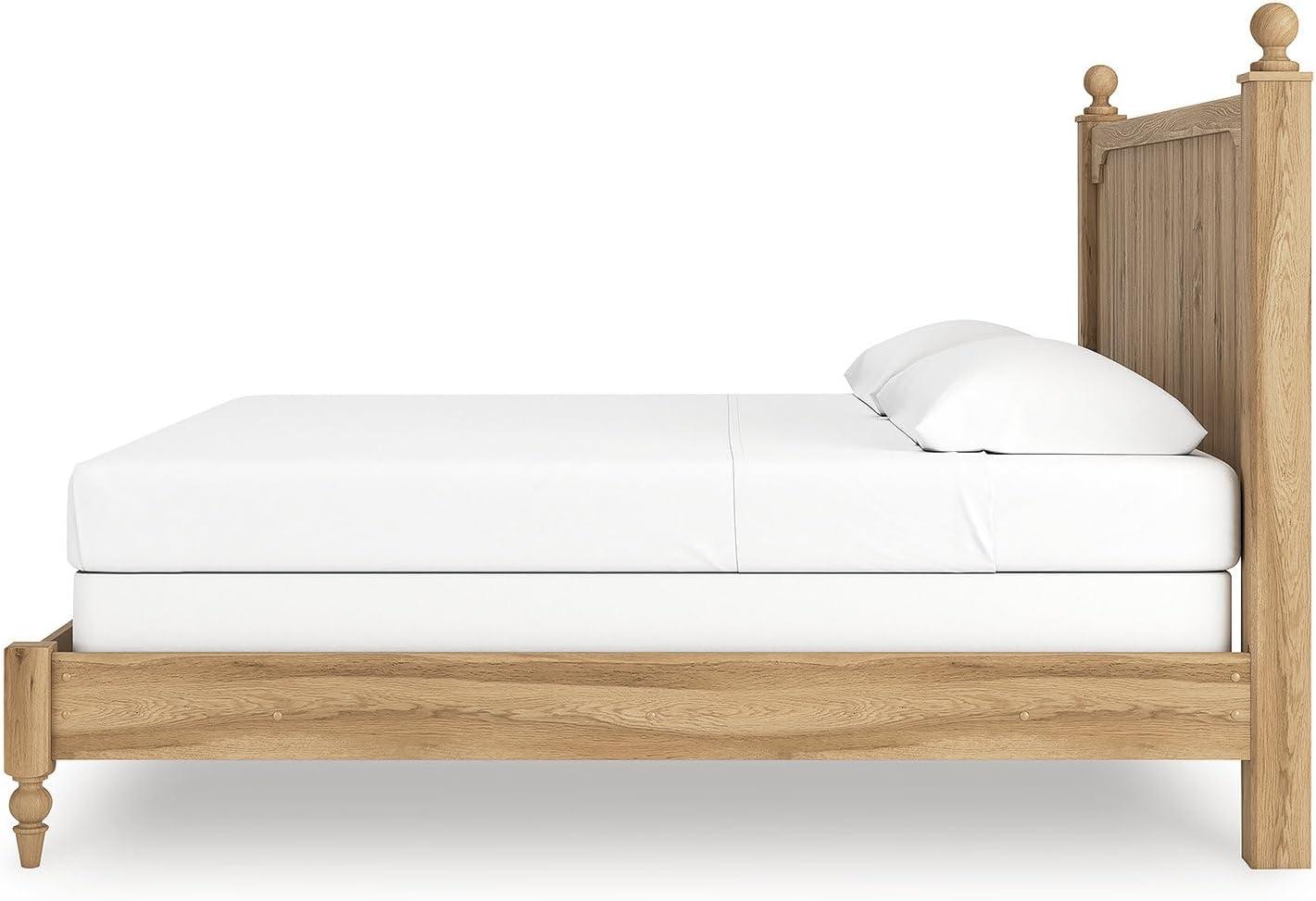 imageSignature Design by Ashley Galletyn Country Rustic Panel Bed Foundation or Box Spring Needed Twin Light BrownKing Panel Bed