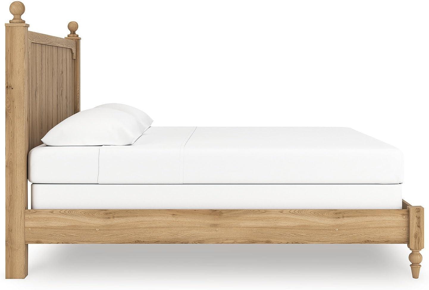 imageSignature Design by Ashley Galletyn Country Rustic Panel Bed Foundation or Box Spring Needed Twin Light BrownKing Panel Bed