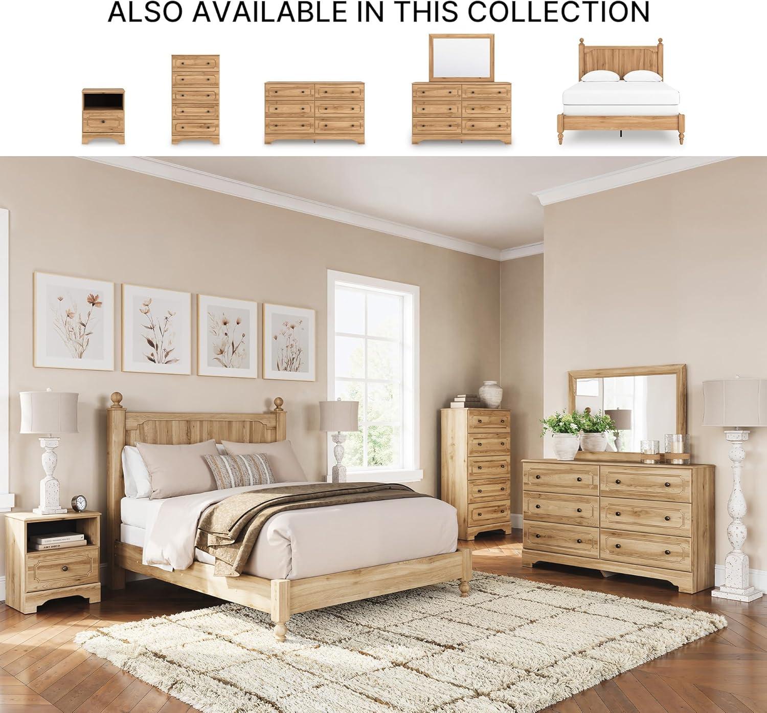 imageSignature Design by Ashley Galletyn Country Rustic Panel Bed Foundation or Box Spring Needed Twin Light BrownQueen Panel Bed