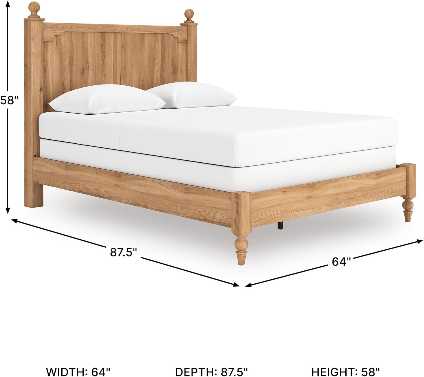 imageSignature Design by Ashley Galletyn Country Rustic Panel Bed Foundation or Box Spring Needed Twin Light BrownQueen Panel Bed