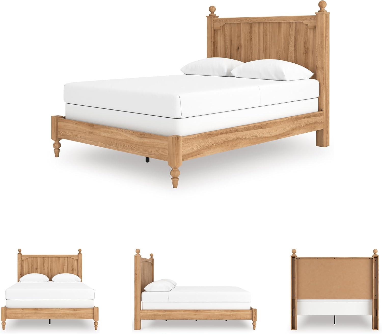 imageSignature Design by Ashley Galletyn Country Rustic Panel Bed Foundation or Box Spring Needed Twin Light BrownQueen Panel Bed