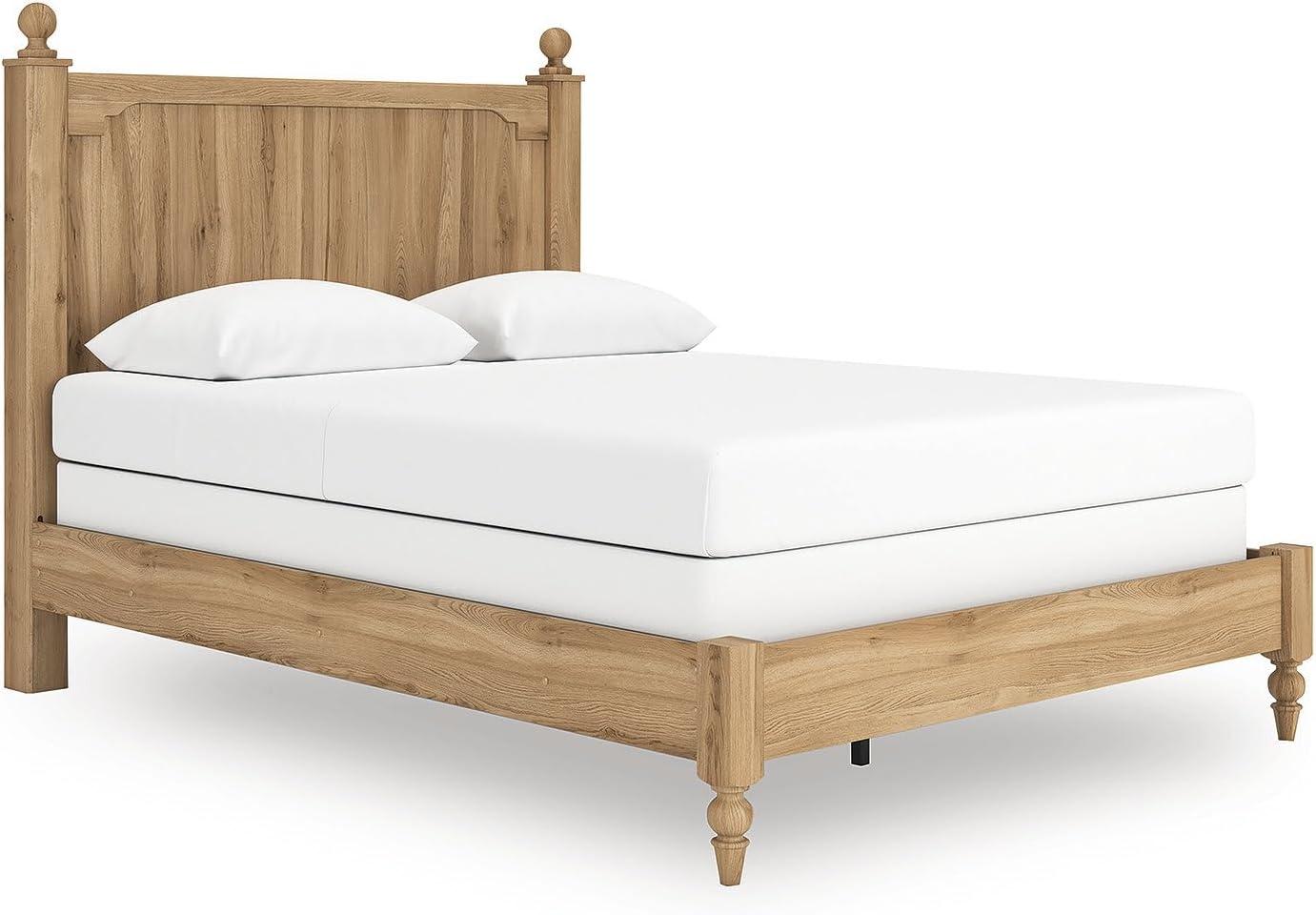 imageSignature Design by Ashley Galletyn Country Rustic Panel Bed Foundation or Box Spring Needed Twin Light BrownQueen Panel Bed