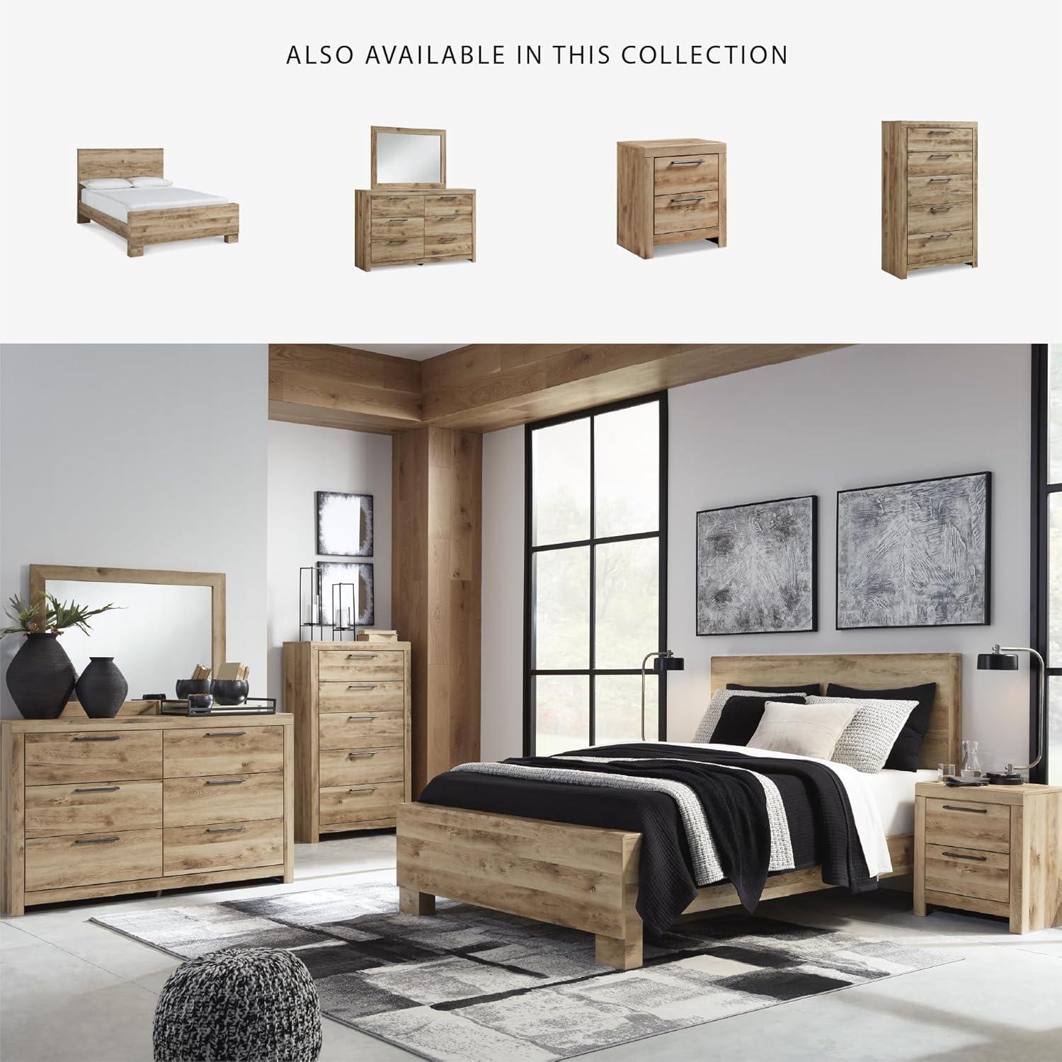 imageSignature Design by Ashley Hyanna Rustic Full Platform Bed with 2 Side Storage Drawer Foundation or Box Spring Not Needed Light BrownFull