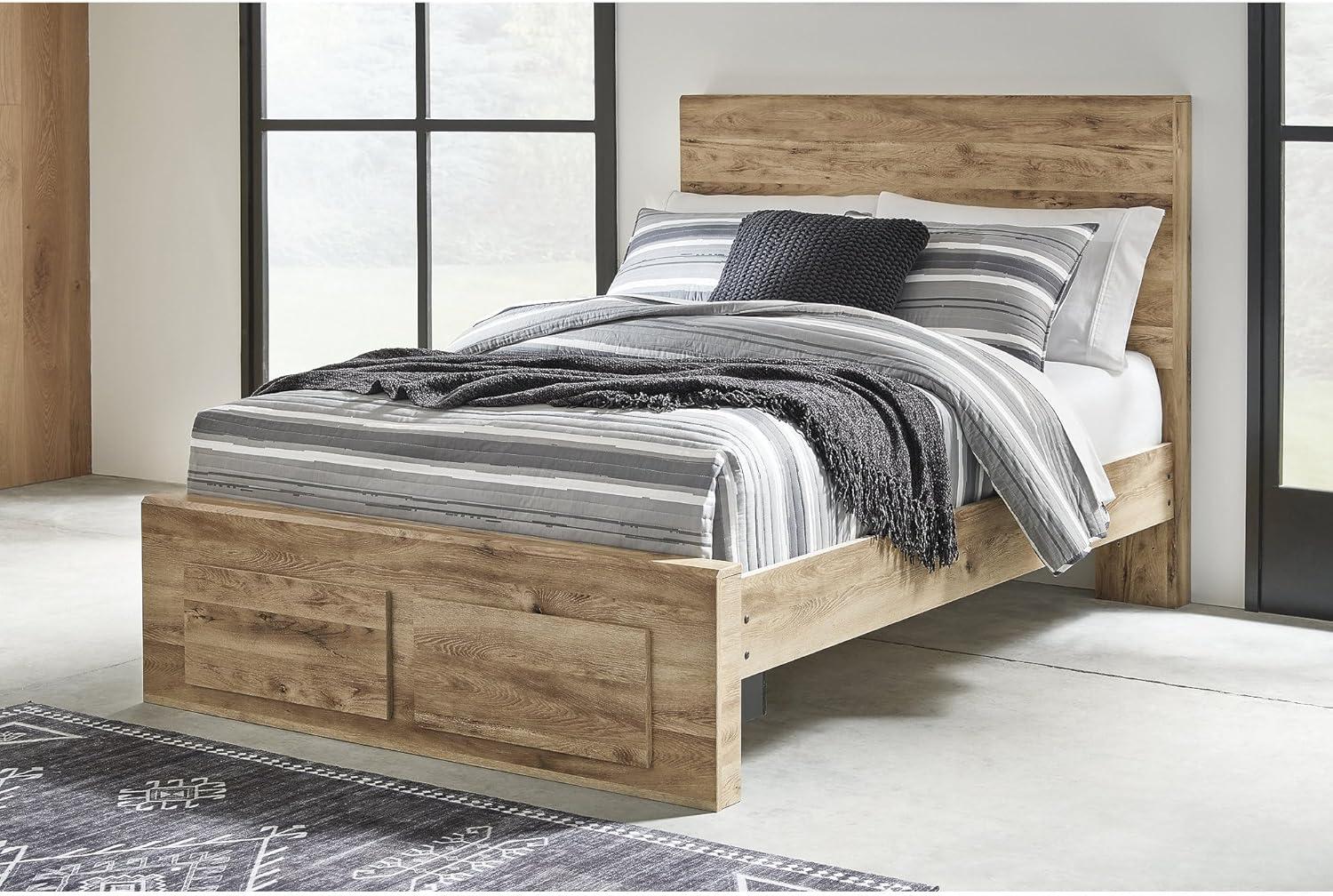 imageSignature Design by Ashley Hyanna Rustic Full Platform Bed with 2 Side Storage Drawer Foundation or Box Spring Not Needed Light BrownFull