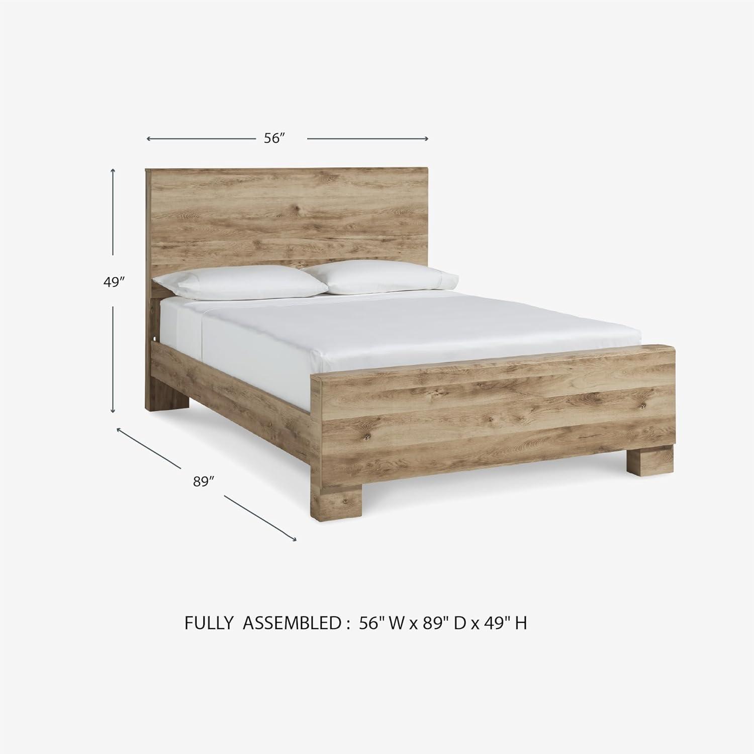 imageSignature Design by Ashley Hyanna Rustic Full Platform Bed with 2 Side Storage Drawer Foundation or Box Spring Not Needed Light BrownFull