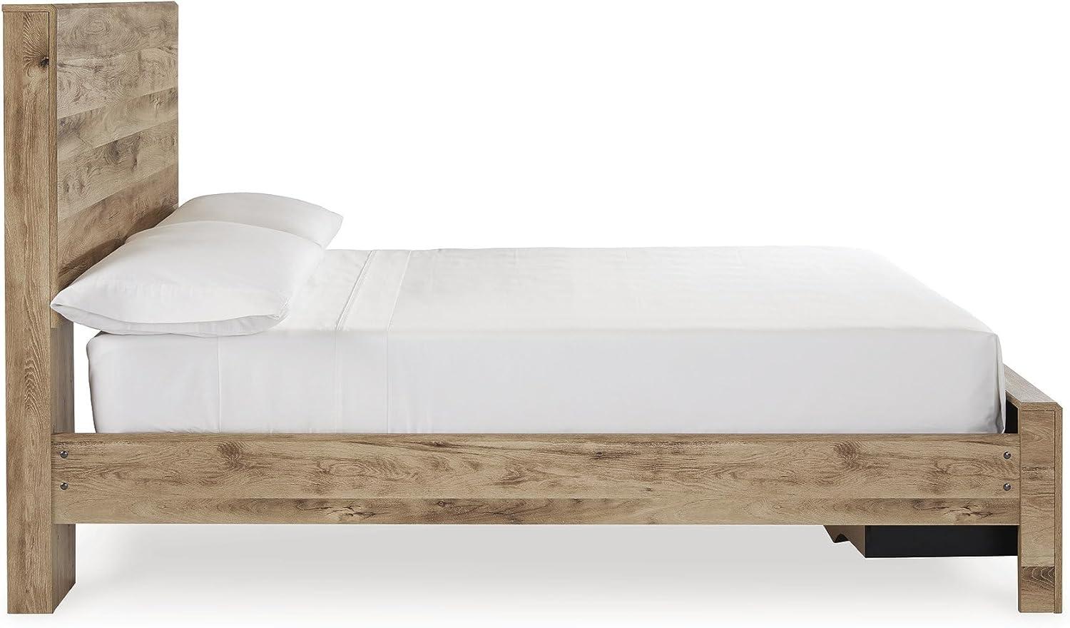 imageSignature Design by Ashley Hyanna Rustic Full Platform Bed with 2 Side Storage Drawer Foundation or Box Spring Not Needed Light BrownFull