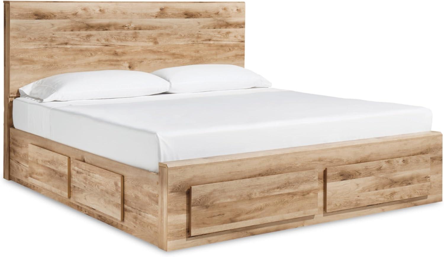 imageSignature Design by Ashley Hyanna Rustic Full Platform Bed with 2 Side Storage Drawer Foundation or Box Spring Not Needed Light BrownKing