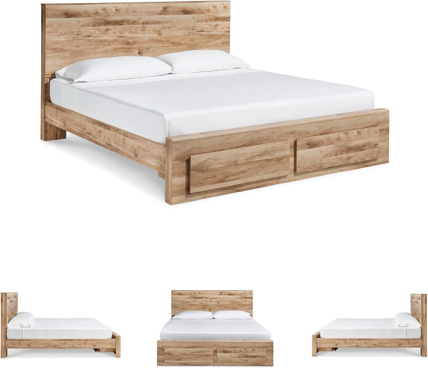 imageSignature Design by Ashley Hyanna Rustic Full Platform Bed with 2 Side Storage Drawer Foundation or Box Spring Not Needed Light BrownKing