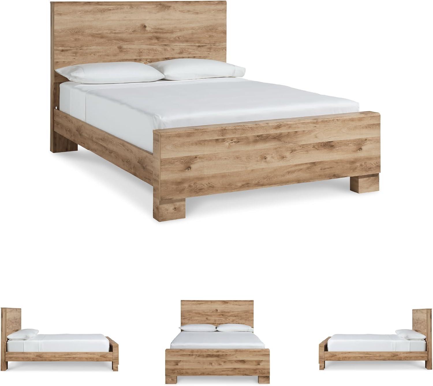 imageSignature Design by Ashley Hyanna Rustic Full Platform Bed with 2 Side Storage Drawer Foundation or Box Spring Not Needed Light BrownKing