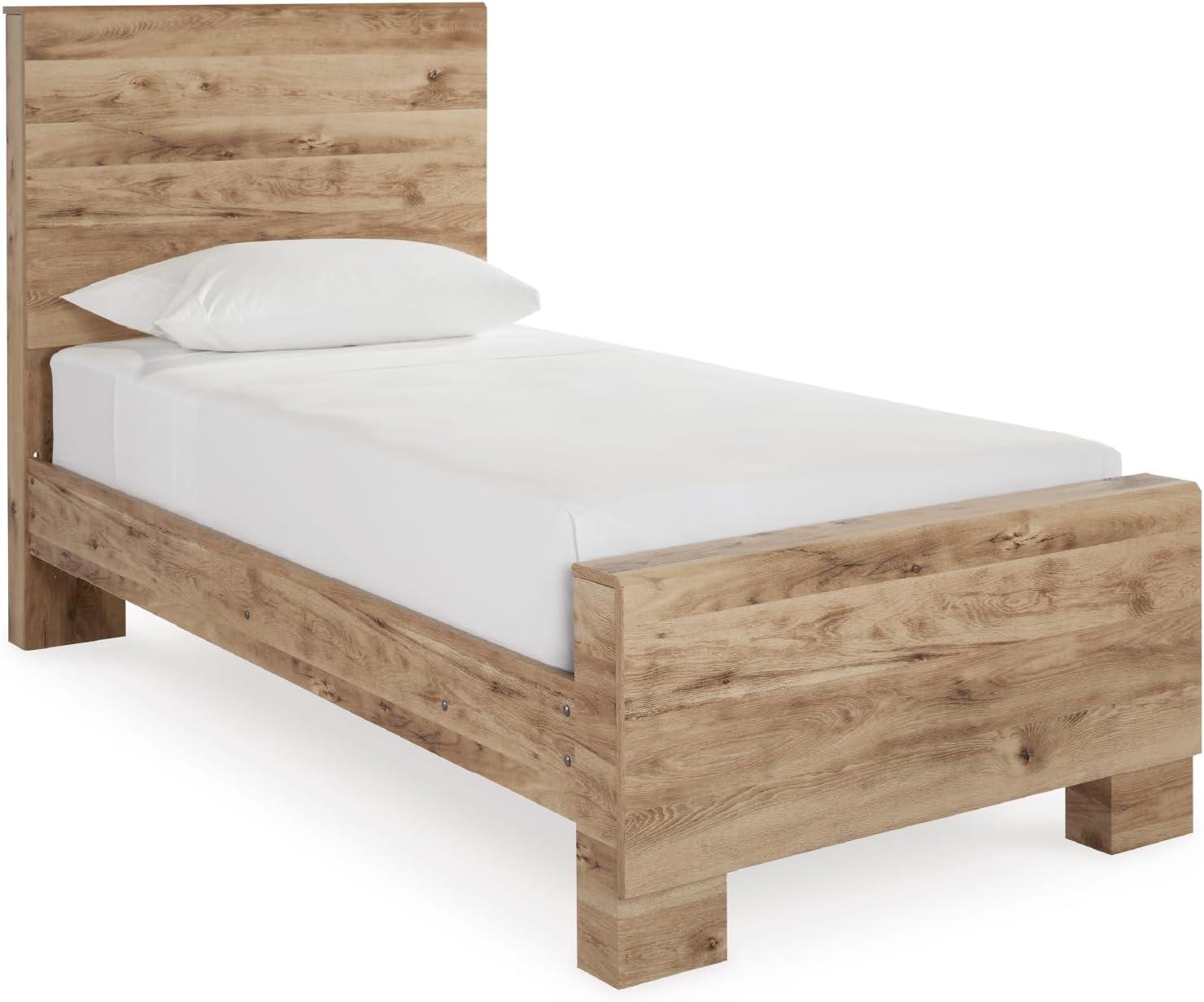 imageSignature Design by Ashley Hyanna Rustic Full Platform Bed with 2 Side Storage Drawer Foundation or Box Spring Not Needed Light BrownTwin