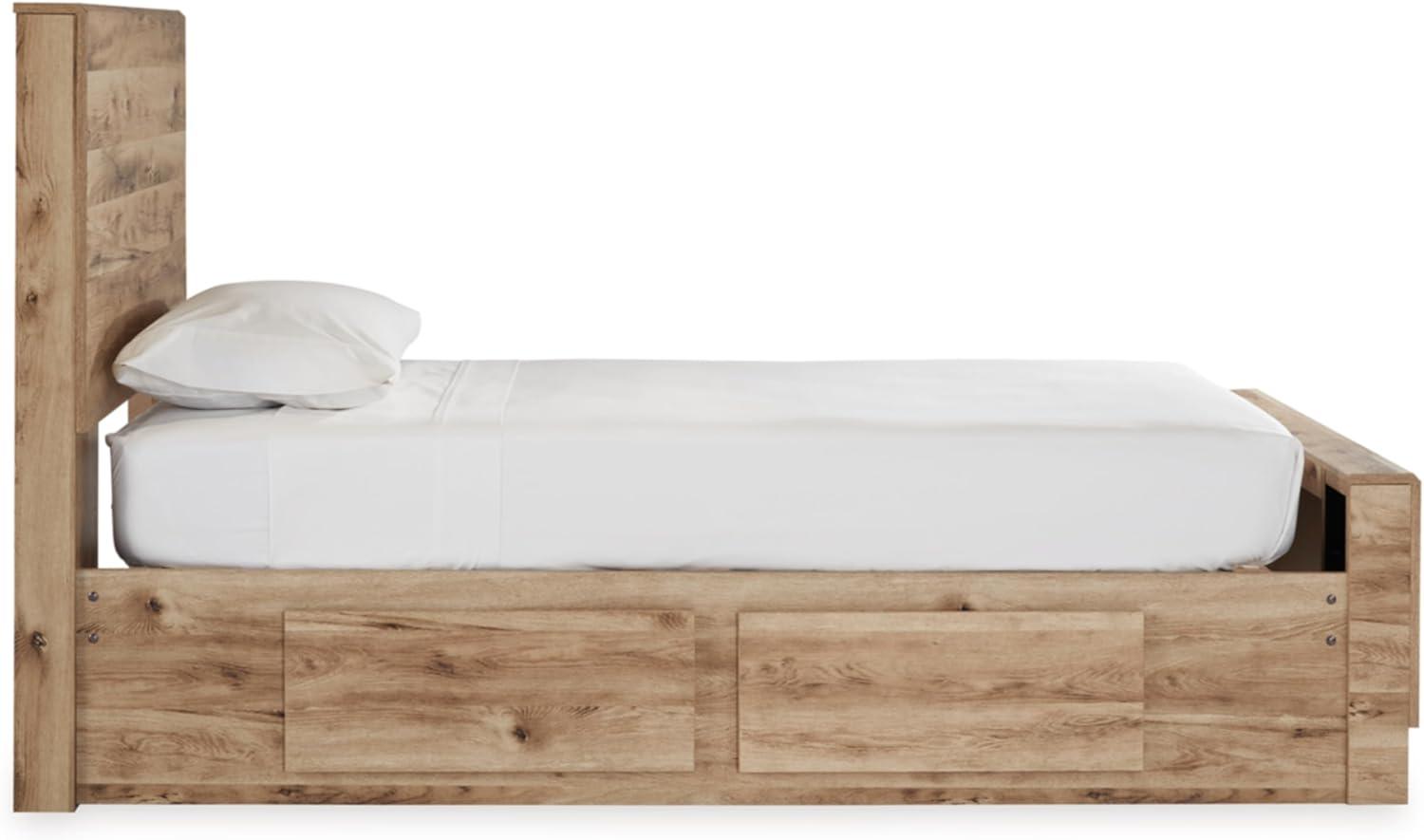 imageSignature Design by Ashley Hyanna Rustic Full Platform Bed with 2 Side Storage Drawer Foundation or Box Spring Not Needed Light BrownTwin