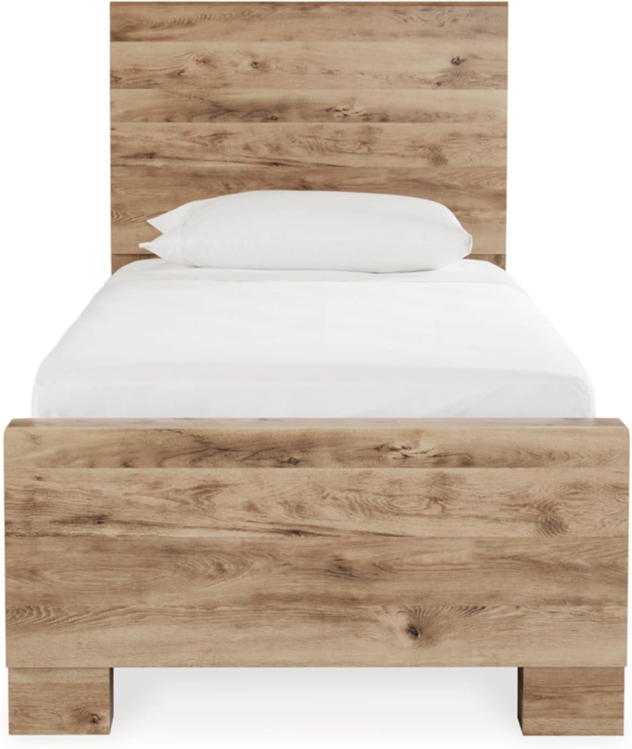 imageSignature Design by Ashley Hyanna Rustic Full Platform Bed with 2 Side Storage Drawer Foundation or Box Spring Not Needed Light BrownTwin