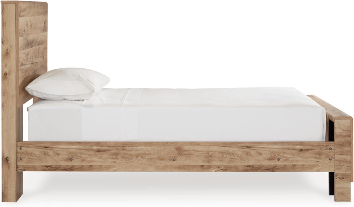 imageSignature Design by Ashley Hyanna Rustic Full Platform Bed with 2 Side Storage Drawer Foundation or Box Spring Not Needed Light BrownTwin