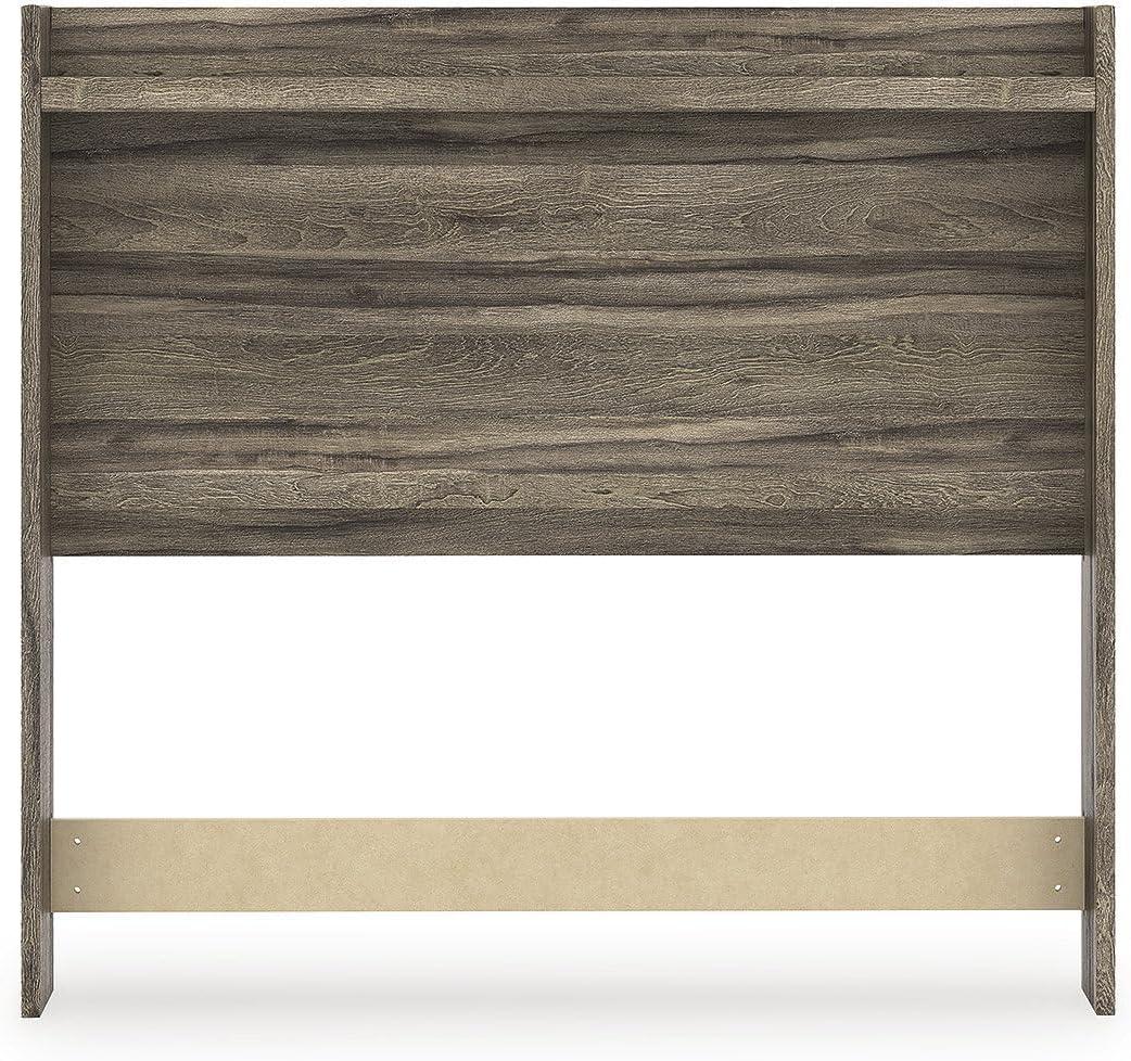 imageSignature Design by Ashley Jusika Farmhouse Panel Headboard with LED Light and Shelf Full Dark Brown