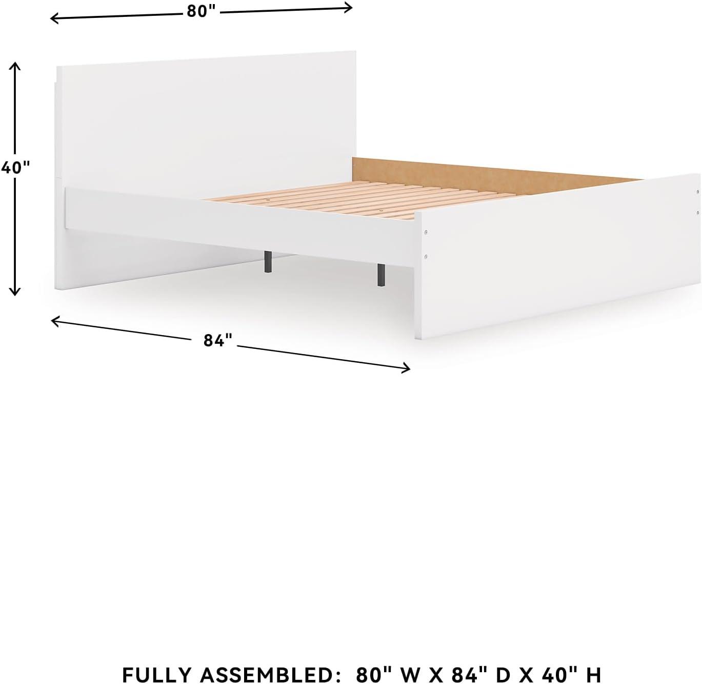 imageSignature Design by Ashley Onita Minimalist Panel Platform Bed Foundation or Box Spring Not Needed Full BeigeWhite