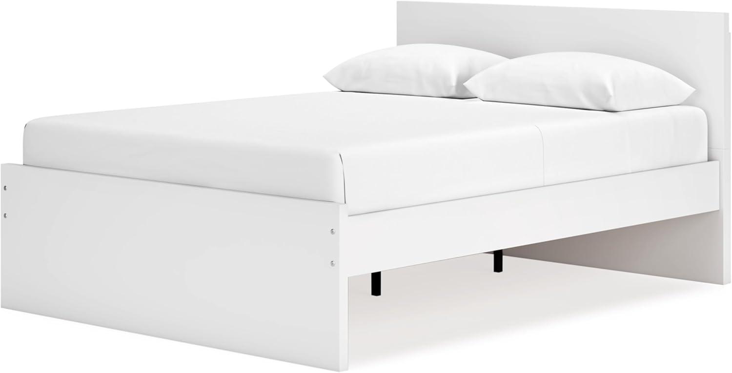 imageSignature Design by Ashley Onita Minimalist Panel Platform Bed Foundation or Box Spring Not Needed Full BeigeWhite