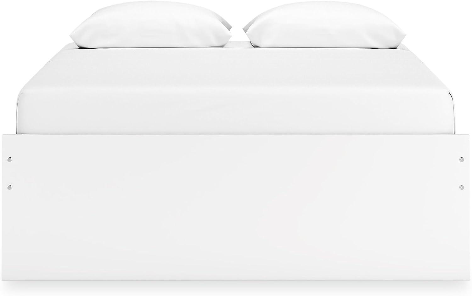 imageSignature Design by Ashley Onita Minimalist Panel Platform Bed Foundation or Box Spring Not Needed Full BeigeWhite