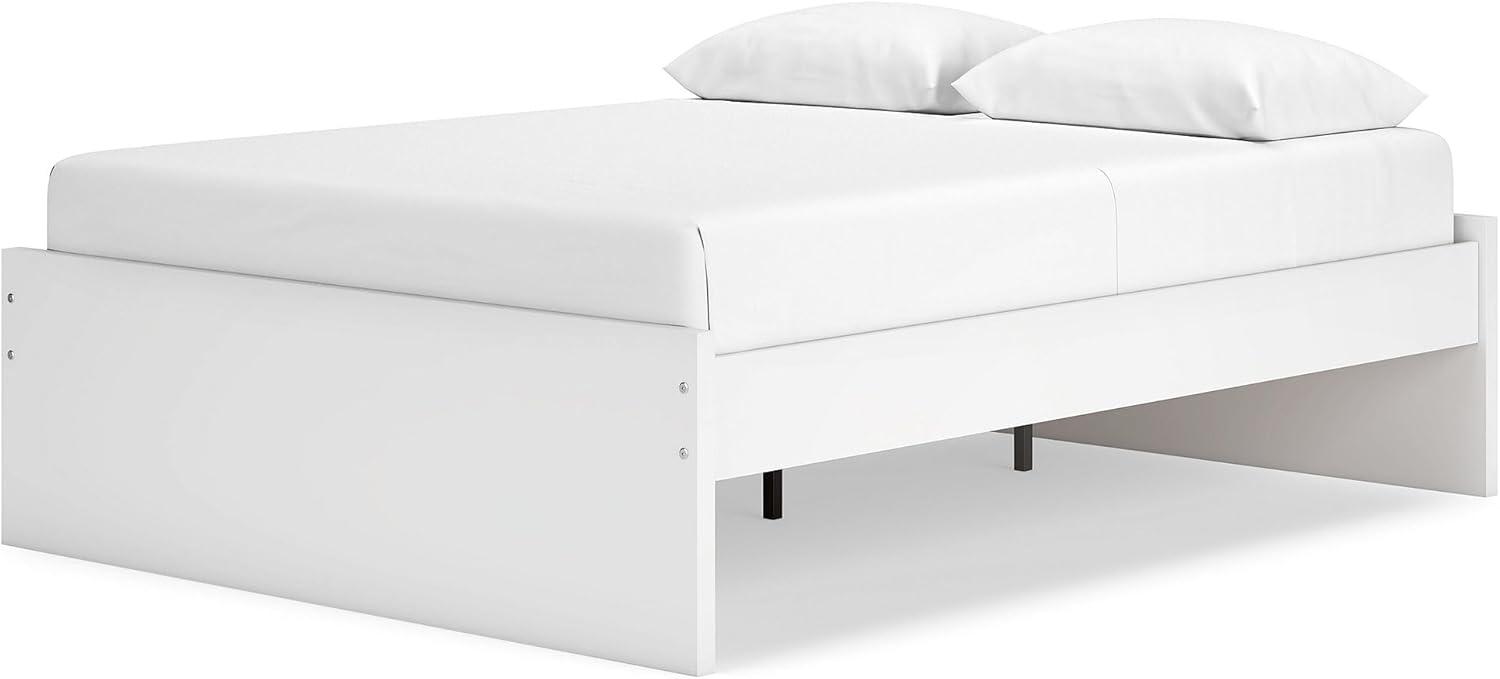 imageSignature Design by Ashley Onita Minimalist Panel Platform Bed Foundation or Box Spring Not Needed Full BeigeWhite