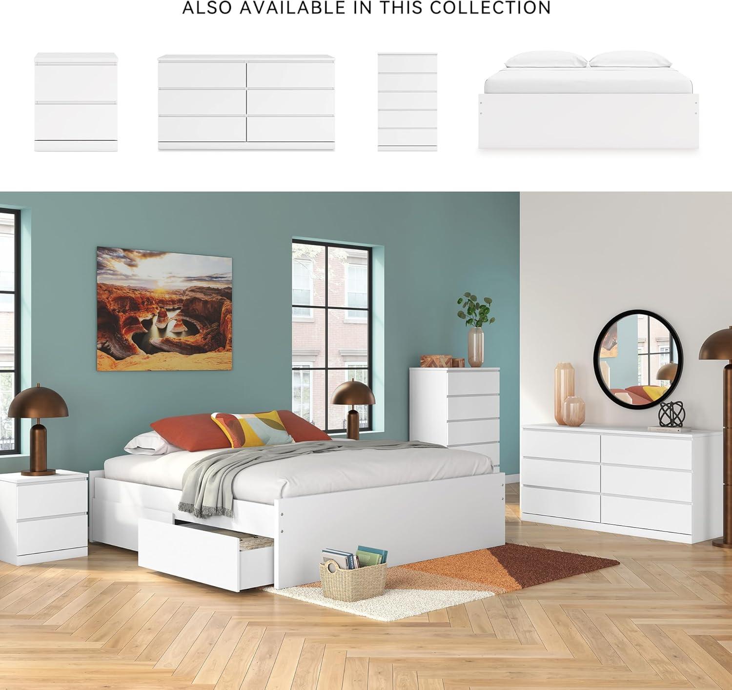 imageSignature Design by Ashley Onita Minimalist Panel Platform Bed Foundation or Box Spring Not Needed Full BeigeWhite