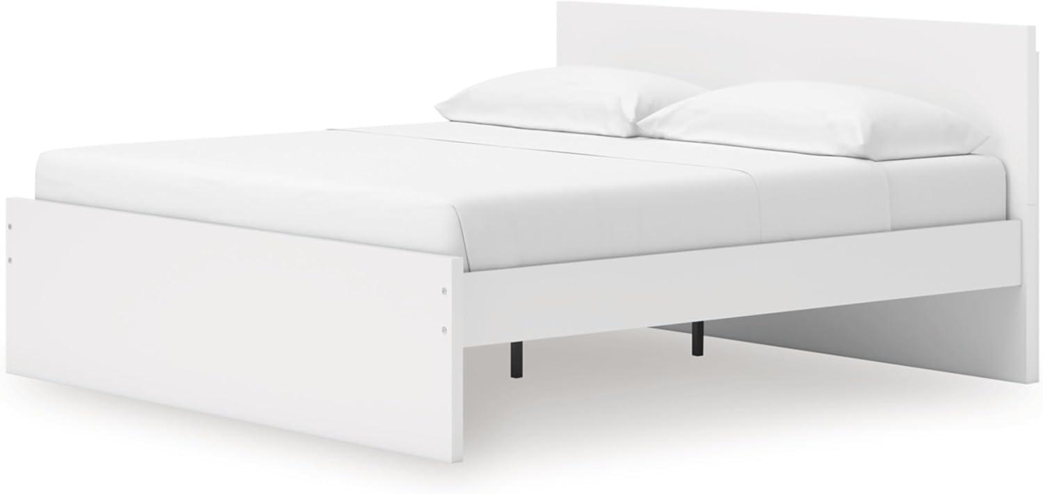 imageSignature Design by Ashley Onita Minimalist Panel Platform Bed Foundation or Box Spring Not Needed Full BeigeWhite