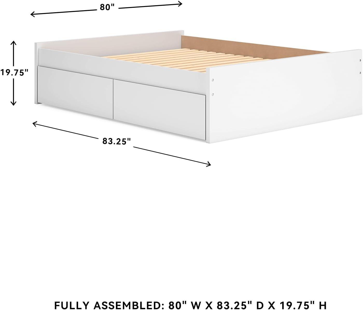 imageSignature Design by Ashley Onita Minimalist Panel Platform Bed Foundation or Box Spring Not Needed Full BeigeWhite