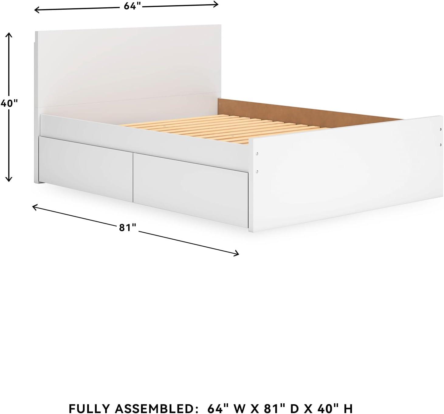 imageSignature Design by Ashley Onita Minimalist Panel Platform Bed Foundation or Box Spring Not Needed Full BeigeWhite