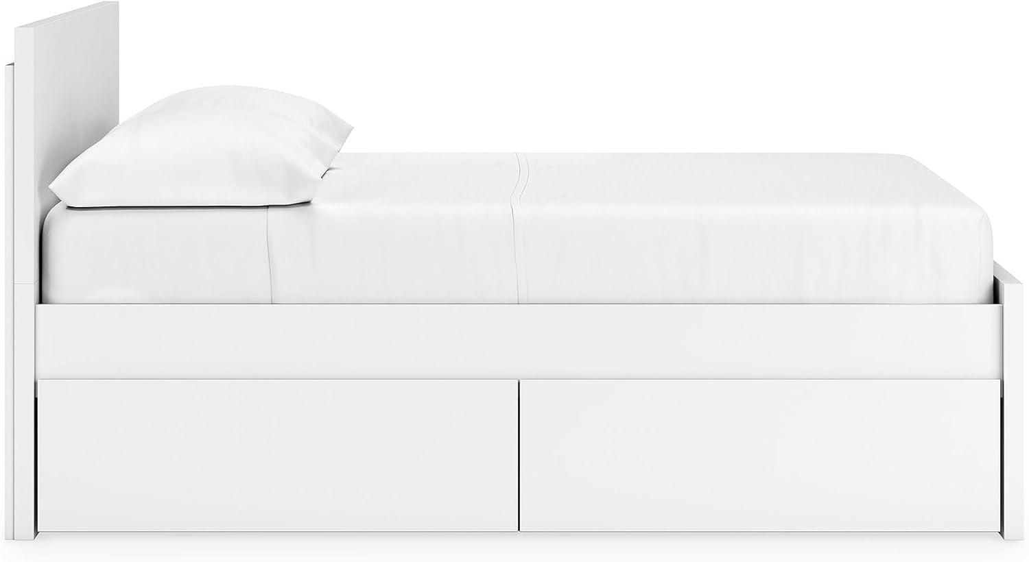 imageSignature Design by Ashley Onita Minimalist Panel Platform Bed Foundation or Box Spring Not Needed Full BeigeWhite