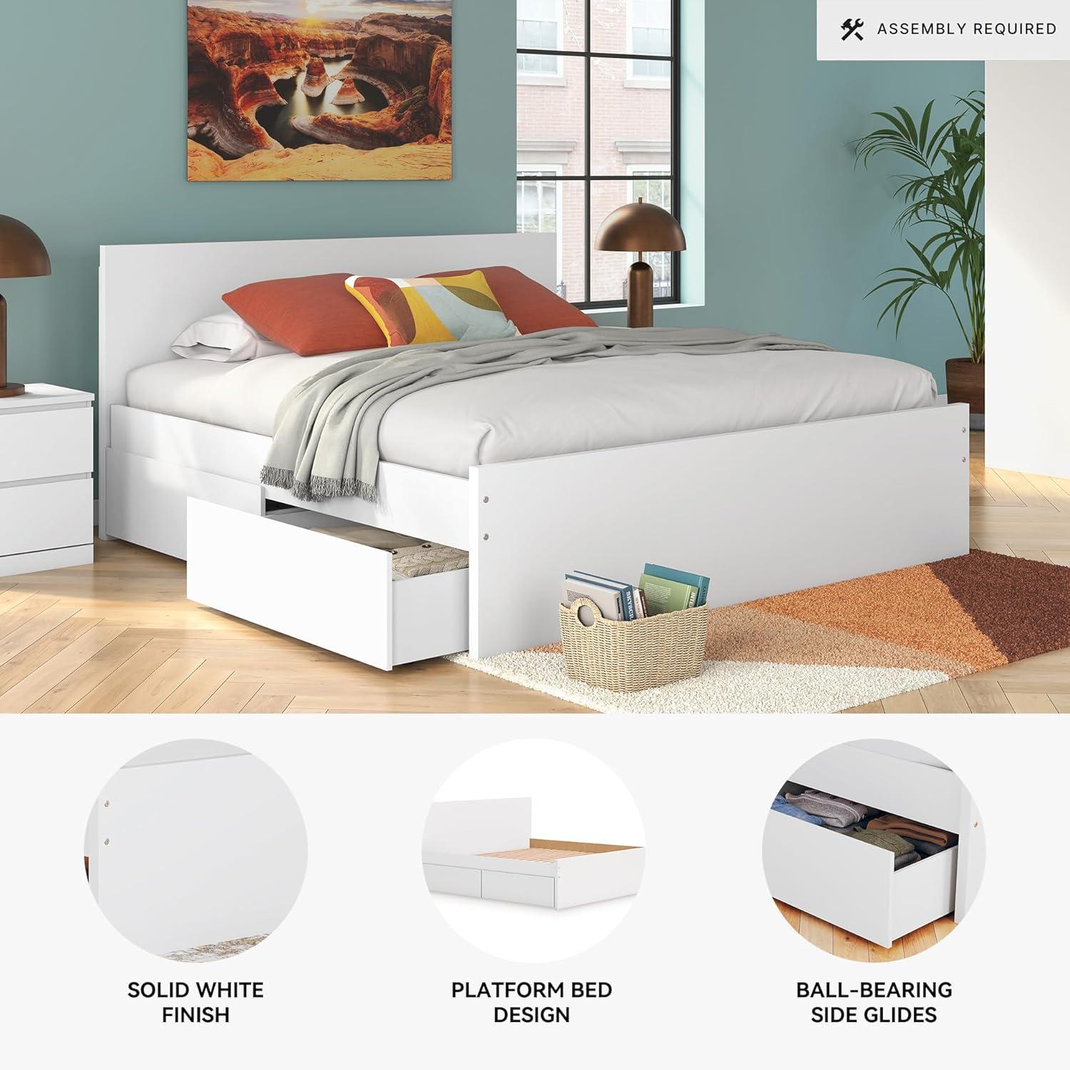 imageSignature Design by Ashley Onita Minimalist Panel Platform Bed Foundation or Box Spring Not Needed Full BeigeWhite